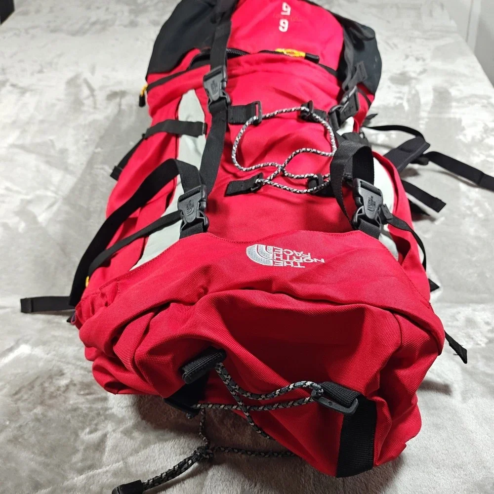 Vintage The North Face Backpack Compact 65 Red Black Padded Hiking Bag Hip Belt